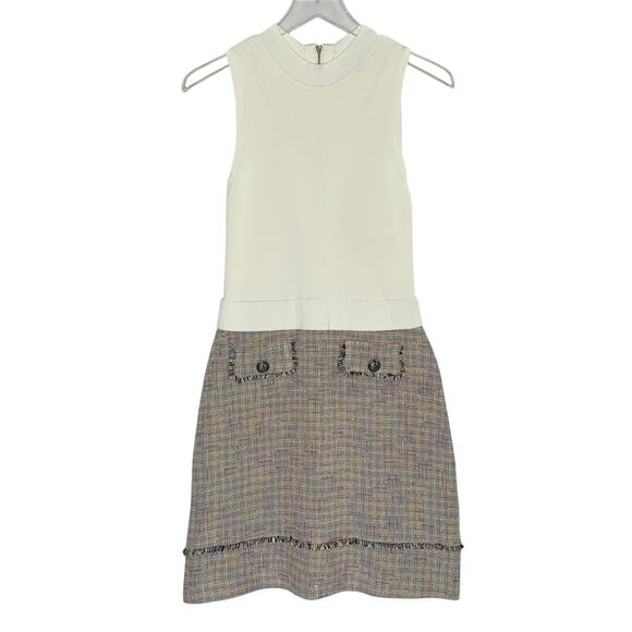 Ted Baker Dresses & Skirts - Ted Baker Sleeveless Mockable Mini Dress 2 Top Skirt Illusion Boucle A-line